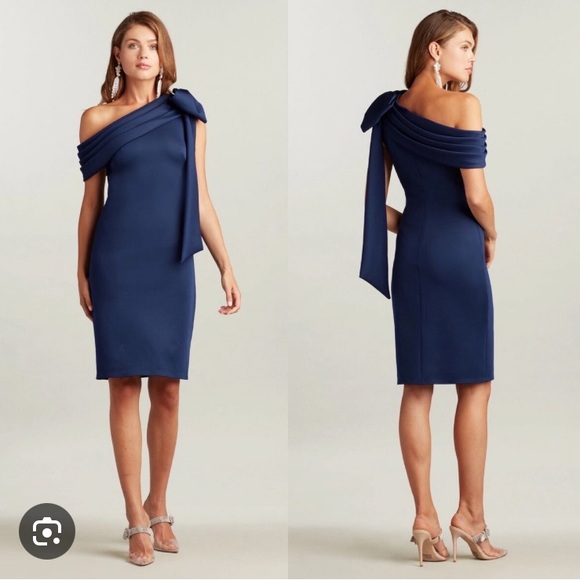 TADASHI SHOJI Women’s Size XS Dress. Navy Blue Neoprene (Snyder) - Picture 4 of 4